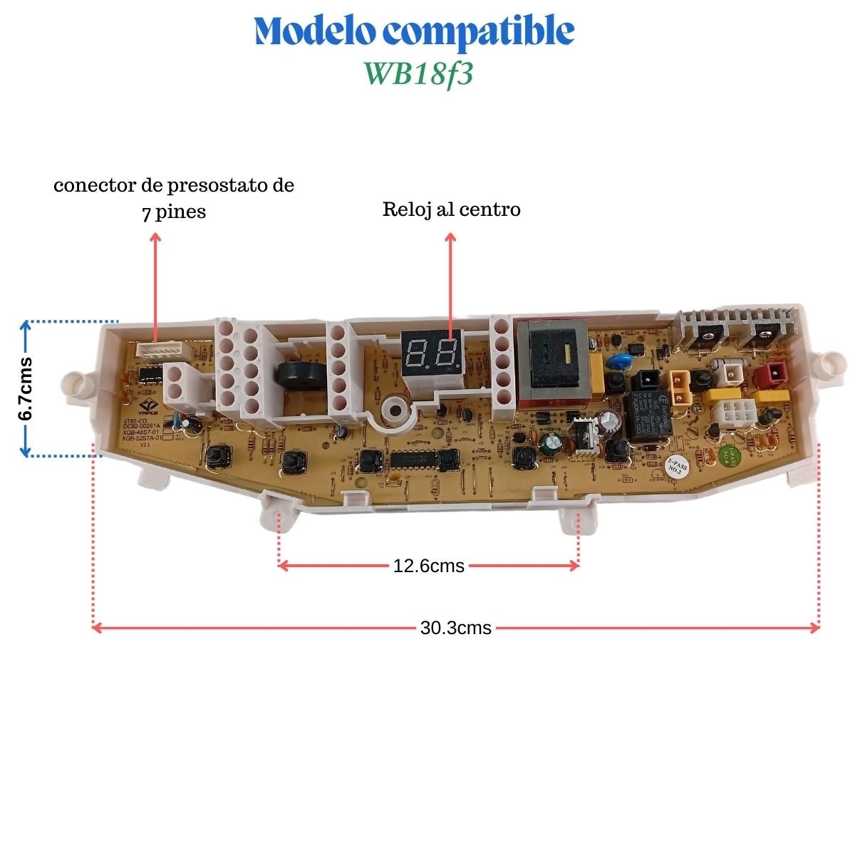 Tarjeta control panel reloj al centro lavadora Samsung