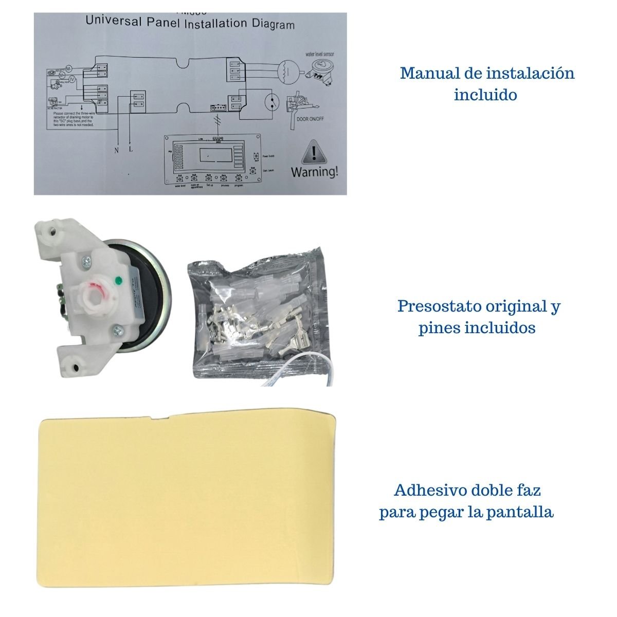 Tarjeta control panel universal para lavadoras digitales
