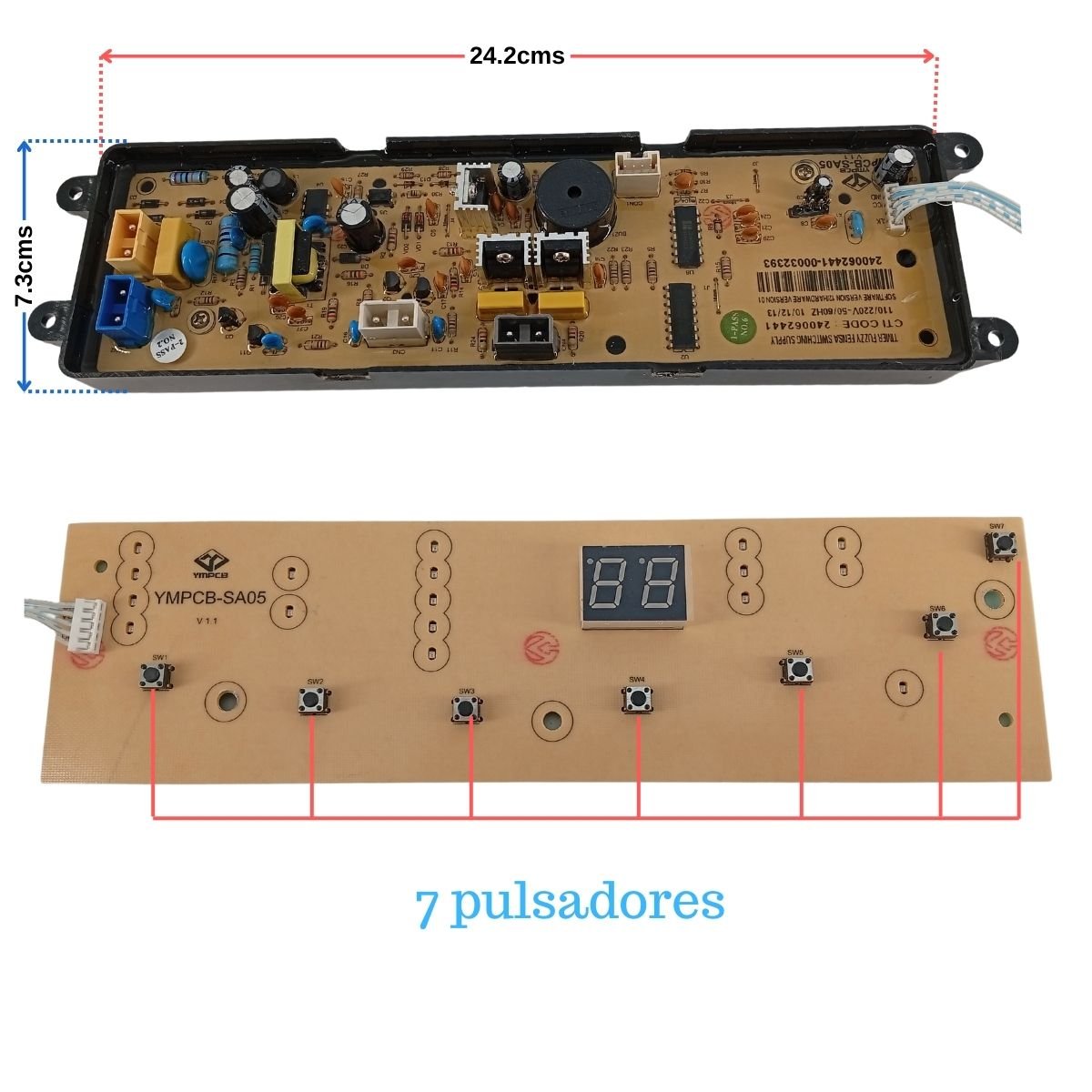 Tarjeta panel control 7 pulsadores lavadora Haceb D0960PL