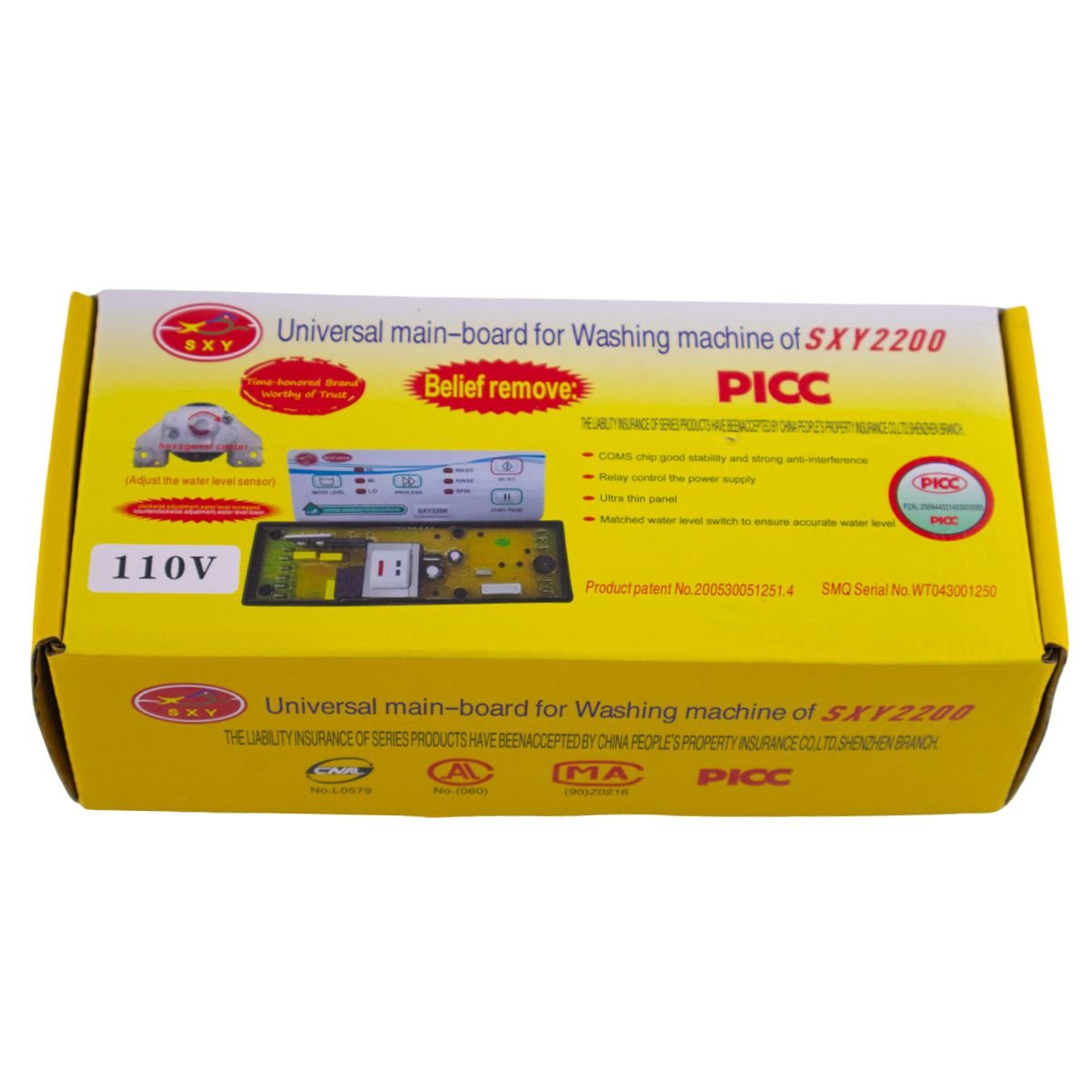 Tarjeta control panel amarilla universal para lavadoras